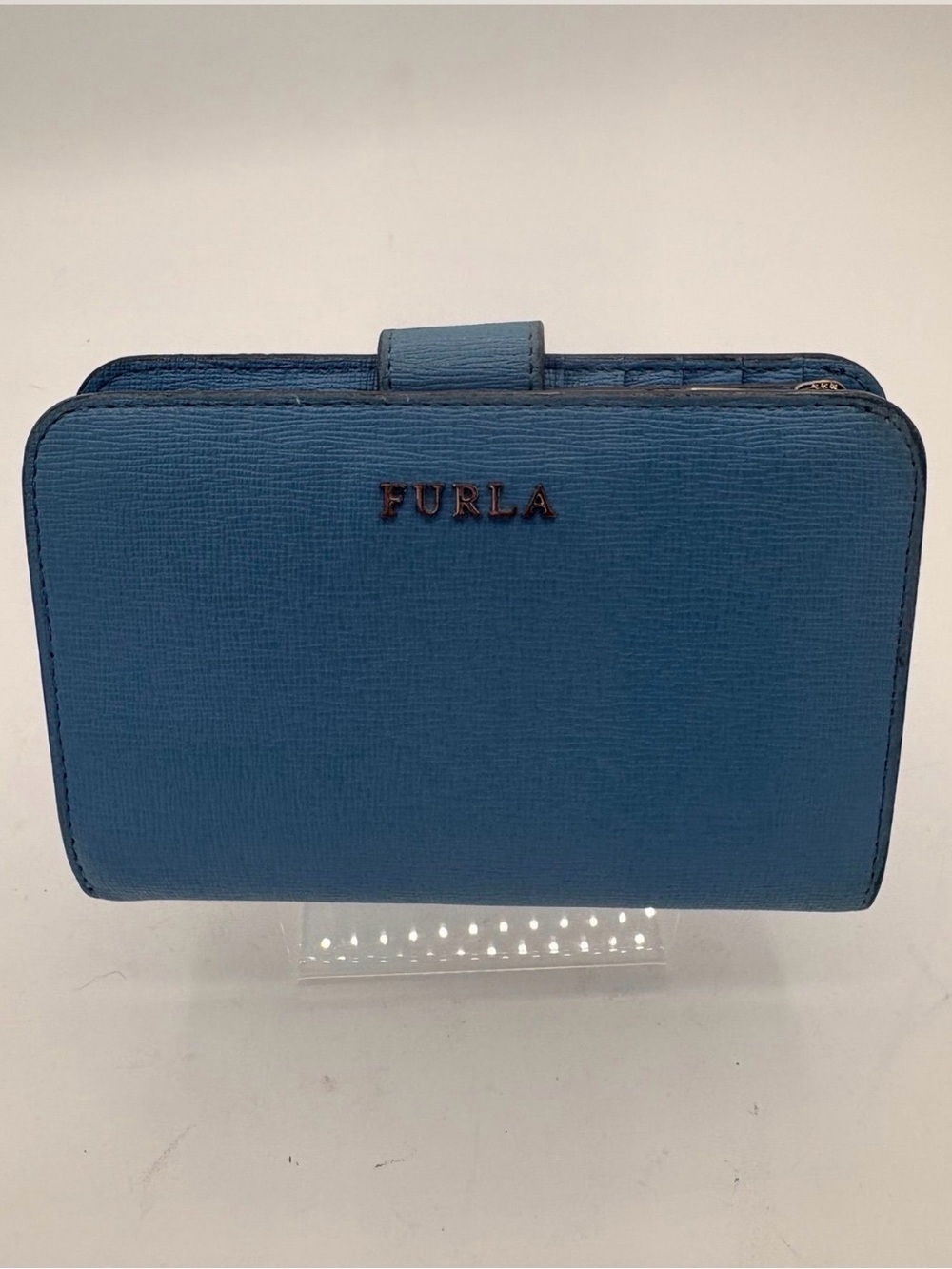 Furla Blue Saffiano Leather Zip Wallet